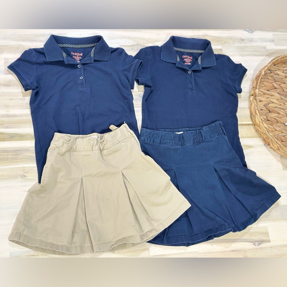 Cat & Jack Navy and Tan Polo Shirt and Skirt Set School Uniforms
